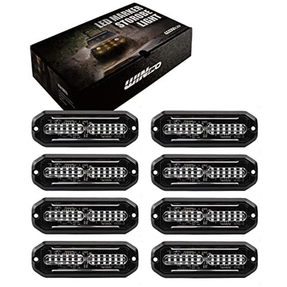WINECO 8pcs 12 LED Surface Mount Strobe Lights, Firefighter Blue Grill Grille Emergency Warning Flashing Cop Lights Police Light Assemblies for Trucks Vehicles - color: Blue