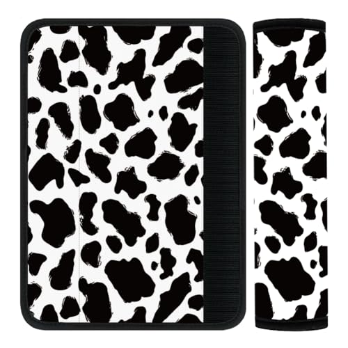 2Pcs Seat Belt Cover Pad 11 Inch Long Seat Belt Cushion Soft Comfort Strap Pad Auto Accessory Decoration for Car Truck SUV Bag Backpack Cow Print Black Spot - color: Cow Print