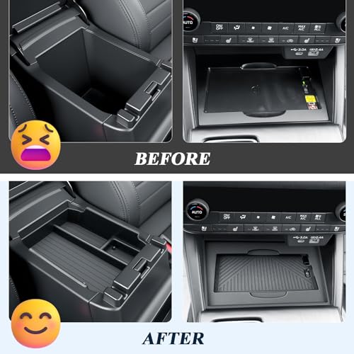 BIBIBO 2Packs for 2026 Subaru Outback Center Console Organizer 2026 Subaru Outback(Premium,Limited,Touring,Wilderness,Limited XT,Touring XT) Console Insert Tray +Silicone Wireless Charging Mat - color: Black-2Pack