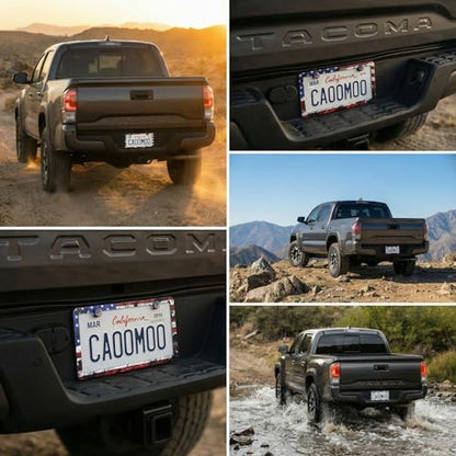 2 Pack License Plate Frames (USA American Flag Design) - Stainless Steel License Plate Frame with Screws Fasteners Caps (Rustic) - style: Rustic