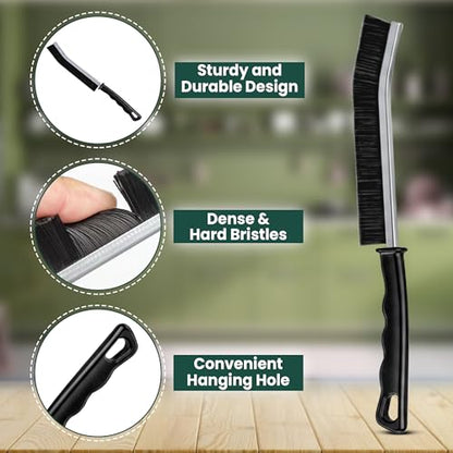 Crevice Cleaning Brush Set – 6Pcs Hard Bristle Cleaning Tools for Grout, Tile Floors, Gaps & Narrow Spaces – Small Grout Scrub Brush for Cleaning Bathroom, Shower, Window Tracks, Kitchen - size: Pack of 6 - Black