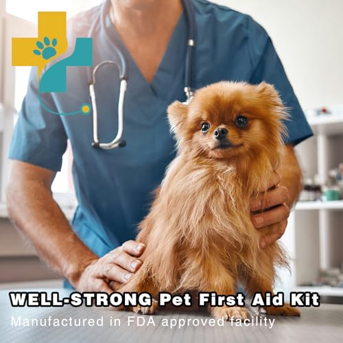 Pet First Aid Kit - Vet-Approved Survival Essentials for Dogs & Cats | Immediate Care Emergency Supplies with Trauma Pad, Tweezers & Bandages | Compact Travel Kit for Home, Camping, Car