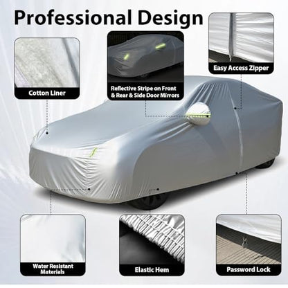 Heavy-Duty SUV Car Cover Waterproof All Weather for Universal SUV, Outdoor Rain Sun Snow UV Protection, Indoor Dust and Scratch Resistant YL (187 * 75 * 69 inch)