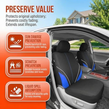 Mandark Car Seat Cover Full Set, Beathable Waterproof Heavy-Duty Vehicle Front and Rear Split Bench Seat Covers, Auto Interior Chair Protector, Universal for SUV Automobile Truck (Blue) - color: Blue
