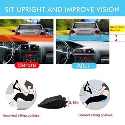 Car Seat Cushion, Car Memory Foam Seat Cushion, Car Seat Wedge Cushion, Back Support, Pain Relief for Road Driving Long Trip Essentials(Black)