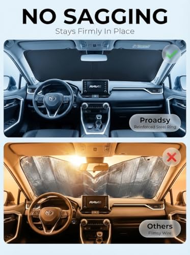 Proadsy Windshield Sun Shade Custom Fit Dodge Ram promaster 2014-2026 Ice Crystal Black Front Window Sunshade UV and Heat Blocker Foldable Visor Keeps Car Cooler for Summer Parking and Daily Use - size: 2014-2026 Dodge Ram promaster