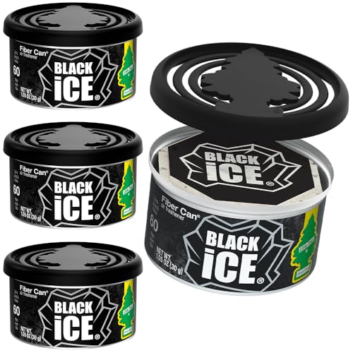 LITTLE TREES Car Air Freshener | Fiber Can Provides Long Lasting Scent for Auto or Home | Recycled Fiber | Black Ice, 4 Air Fresheners - color: Black Ice
