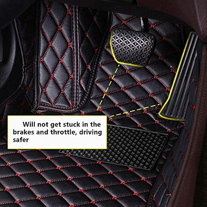 Custom Fit Car Floor Mats - Full Coverage Automotive Leather Floor Liners for Most Vehicles by MingyunSM (Black White) - color: Black White