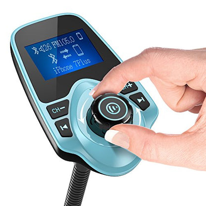 Nulaxy Bluetooth Car FM Transmitter Audio Adapter Receiver Wireless Hands-Free Car Kit W 1.44 Inch Display (F-Green) - color: Green