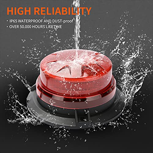 Red Led Emergency Strobe Beacon Lights with Magnetic Mount and 8 Flash Models Warning Safety Flashing Rooftop Signal Lamp for Firefighters Police Construction Vehicle Tractor Truck (24-LED 12V-24V) - color: #2 Red