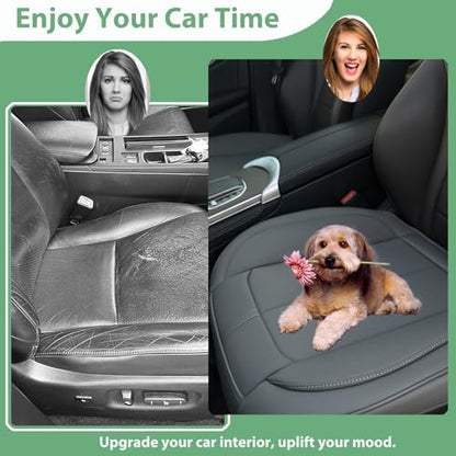 2 Pack Leather Front Car Seat Cover Bottom Only, Anti-Slip Padded Seat Cushion, Full Wrap Seat Protector with Storage Function Universal Fit for Most Cars, SUV, Pick-up Trucks (Grey) - color: Grey