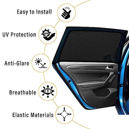 Kewucn 2 Pack Car Window Shades, Sun Rays Blocker & UV Protection for Baby Family Pet, Breathable Mesh Auto Window Covers, Elasticized Universal Window Screens for Most Cars (SUV Back 25.4''×25.2'') - size: Large SUV Back Seat