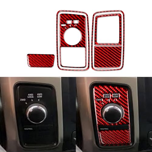 Compatible with Dodge Ram 1500/2500/3500 2013 2014 2015 4WD Four-Wheel Drive Decoration Trim Red Carbon Fiber Grain Red (Kit-A 6Pcs) - color: Red 10