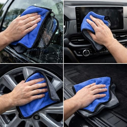 Microfiber Cleaning Towel for Kitchens, Cars and Gym, 10 Pack, Ultra-Soft Thick Quick-Drying 500GSM Towels for Car Polishing, Detailing, Workout and Fitness Use