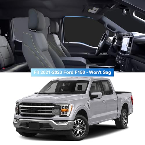 Front Side Window Sun Shade for 2021-2025 Fo-rd F150 Accessories 2Dr 4Dr Pickup, Foldable Window Sunshade Sun Visor Protector for F150, Side Window Shades Sun Shield Blocks UV Rays Heat - size: Silver & Black-fit 2021-2025 Ford F150