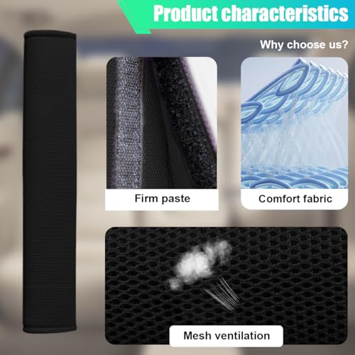 2PCS Long Car Seat Belt Cover Pads, Soft Mesh Seatbelt Shoulder Strap Protector Pad for Comfort Driving, Breathable Car Seat Belt Pad Harness Cushion Protect Your Neck and Shoulder (Black) - color: Black
