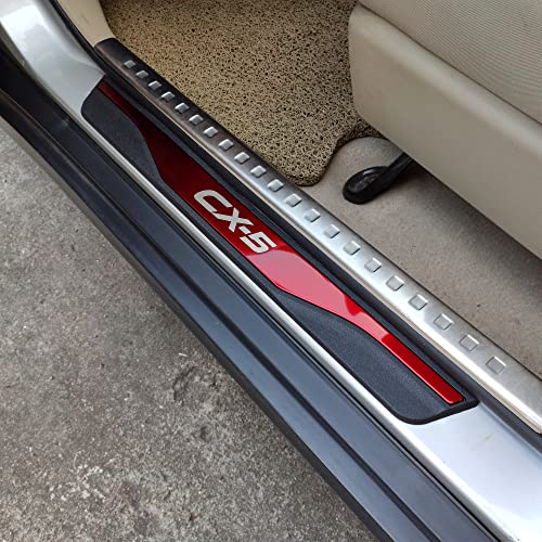 Car Door Sill Scuff Protector, for Mazda cx-5 cx5 2013-2022 Accessories Parts, Stainless Steel With abs Plastic Door Entry Guard Plate Trim Cover, Auto Interior Accessory Kick Panels Black 4pcs set
