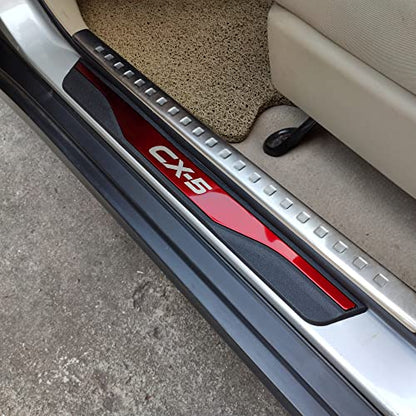 Car Door Sill Scuff Protector, for Mazda cx-5 cx5 2013-2022 Accessories Parts, Stainless Steel With abs Plastic Door Entry Guard Plate Trim Cover, Auto Interior Accessory Kick Panels Black 4pcs set