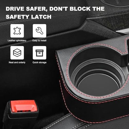 Car Seat Gap Filler Organizer, Multifunctional Auto Console Side Storage Box with Cup Holder, Universal PU Leather Cup Holder Front Seat Crevice Filler for Car Truck SUV (Black) - color: Black