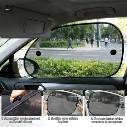 5PCS Set Car Window Shade, Car Sun Shade Side Window, Sunshine Glare & UV Rays Protection Sunshade with Suction Cup, Auto Sun Blocker Screen Accessories for All Season (2PCS/Side with Hole) - color: 2PCS/Side With Hole
