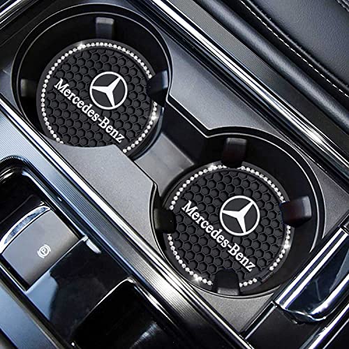 Car Cup Holder Coaster for Mercedes-Benz Recessed Silicone Cupholder Coaster Interior Accessories 2.75in 2 Pack Black