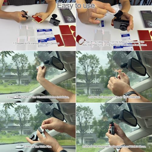 Double-Sided Adhesive Pad and Electrostatic Film for Dash Cam,Customizable,Residue-Free Accessory for Car Windshields, Includes 4 Adhesion Promoter. - color: The Red Double-sided Sticker Adhesive