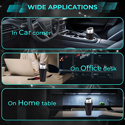 Car Trash Can with Lid, 2 Pack Diamond Design Mini Cup Holder Trash Can for Car, Office, Home Use, Silver - color: Silver, size: 2 Pack