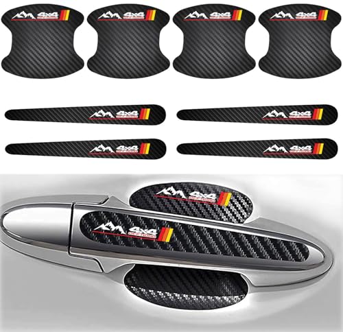 8PCS Car Door Handle Scratch Protectors, Carbon Fiber Textured Door Handle Bowl Sticker Compatible with TRD Tacoma Tundra 4Runner Rav4 Camry Corolla Auto Exterior Decor Universal for Cars SUV Truck RV - color: TXWMWFT3S