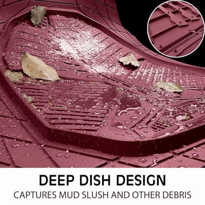 CAR PASS Heavy Duty Rubber Car Mats with Cargo Liner, Deep-Dish Car Floor Mats and Trunk Mat All Weather, Universal Trim-to-Fit for SUVs Trucks Sedans, Waterproof Anti-Slip, Trimmable V12 Burgundy - color: Red Full Set