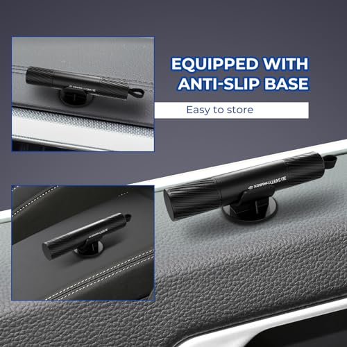 2 Pack Car Safety Hammer Car Window Breaker Seatbelt Cutter Emergency Escape Tool Car Glass Breaker for Land and Underwater Life-Saving Car Safety Kit Essentials Car Accessories (Black+Black) - color: Black+Black
