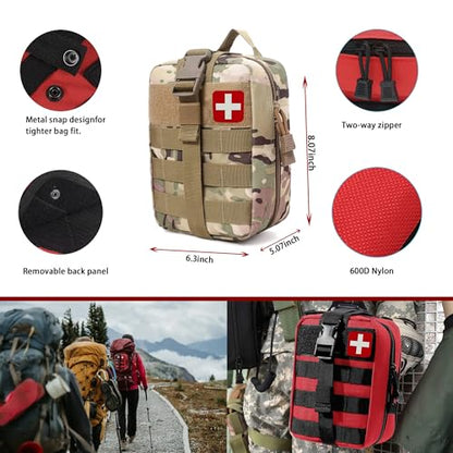 293Pcs/set - First Aid Kit Molle Pouches Emergency Survival Kit Suitable for Outdoor Activities, Home, School, Hiking, Car Travel and Camping - Quick Response First Aid Essentials (CP) - color: Cp