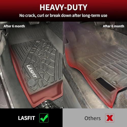LASFIT Floor Mats for Jeep Gladiator JT 2020-2025 2026 All Weather TPE Custom Fit Pickup Truck Mats Floor Liners 1st & 2nd Row, Black - style: Gladiator 2020-2026 Floor Mats