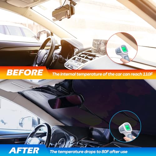Car Windshield Sun Shade - Reflector Sunshade Offers Ultimate Protection for Car Interior, Cool Reflective Sun Blocker Fits Small Sedans, Mini SUVs - color: Purple sunset
