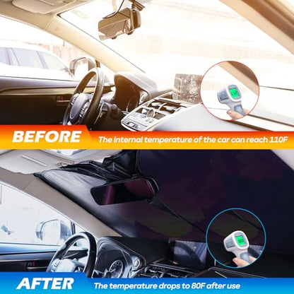 Car Windshield Sun Shade - Reflector Sunshade Offers Ultimate Protection for Car Interior, Cool Reflective Sun Blocker Fits Small Sedans, Mini SUVs - color: Purple sunset