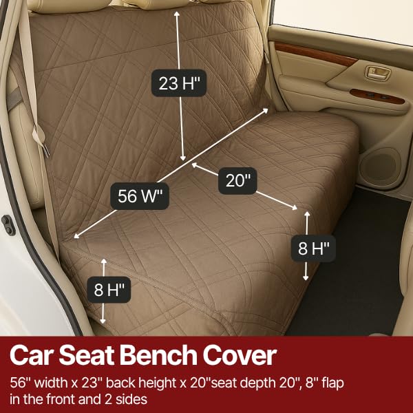 Formosa Covers Water Resistant Durable Deluxe Quilted Back Seat Bench Cover - Fits All Cars, Trucks, and SUVs - 56" W (Taupe) - color: Taupe