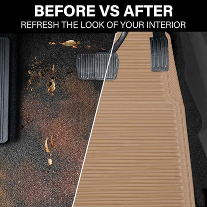 CAR PASS Rubber Floor Mats - All Weather, Full Set 4-Piece, Waterproof Automotive Mats Trim to Fit Most Cars, Sedans, SUVs, Vans - Heavy Duty Anti-Slip Easy Clean, All Beige - color: Beige