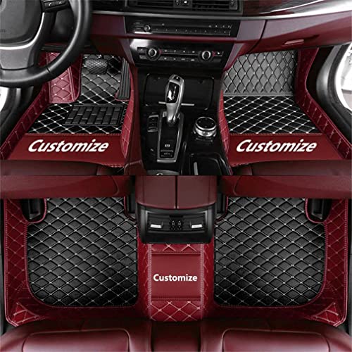 Custom Fit Car Floor Mats - Full Coverage Automotive Leather Floor Liners for Most Vehicles by MingyunSM (Black & Wine Red) - color: Black & Wine Red