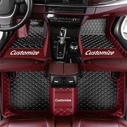 Custom Fit Car Floor Mats - Full Coverage Automotive Leather Floor Liners for Most Vehicles by MingyunSM (Black & Wine Red) - color: Black & Wine Red