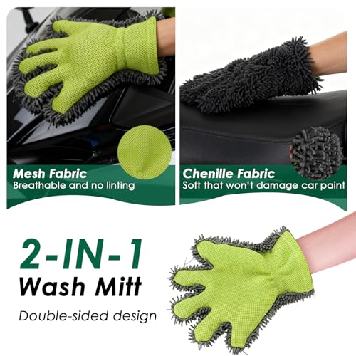 9 Pack Motorcycle Cleaning Kit, Motorcycle Detailing Kit with Chain/Wheel/Rim/Tire Brush, Sponge, Wash Mitt, Detailing Brush, Professional Cleaning Tool for Motorcycle Bike