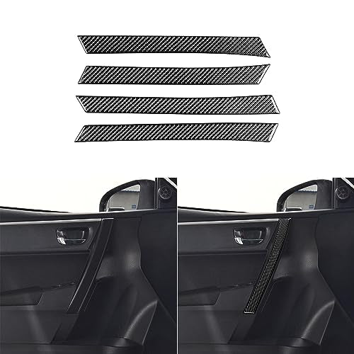 Real Premium Carbon Fiber Car Inner Door Armrest Panel Decorative Cover Soft Sticker Compatible with Toyota Corolla 2014 2015 2016 2017 2018 Auto Interior Accessories Black 4pcs - color: Door Armrest Panel