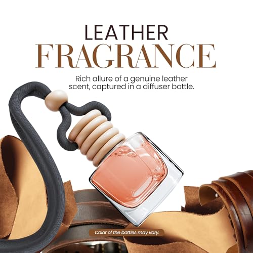 Leather Musk Car Air Freshener | Hanging Car Freshener with Vent Clip | New Car Fragrance, Slow-Release Aroma Technology, Adjustable Scent Intensity | Premium Interior Accessories by Perfa
