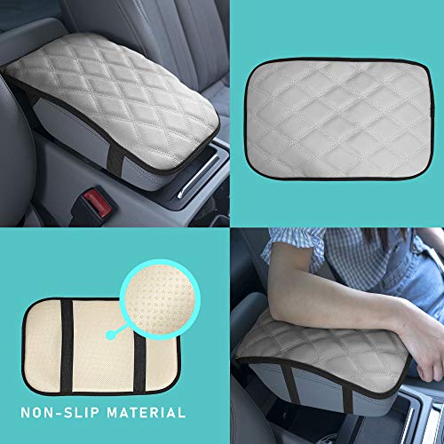 FH Group Faux Leather Diamond Pattern Center Console Gray Armrest Cushion, Luxury Seat Box Cover Protector fits Most Cars, SUVs, and Trucks - color: Gray, style: Console Cover (Diamond)