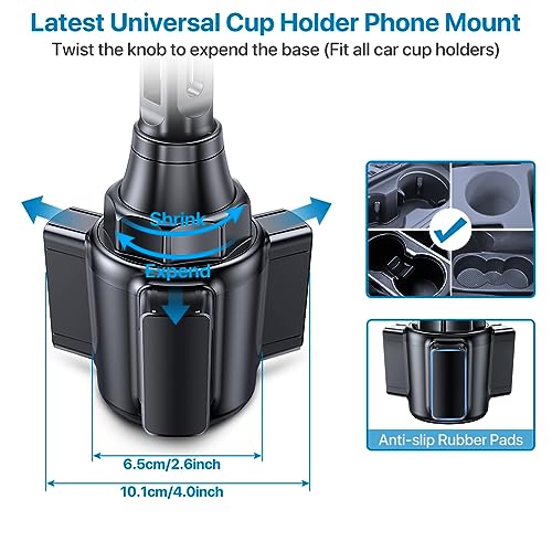 Miracase 2025 Upgraded Universal Cup Phone Holder for Car, [Rotatable & Adjustable] Long Neck Car Cup Holder Phone Mount Compatible with iPhone, Samsung, Google & More Smartphones - style: Upgraded Long Neck