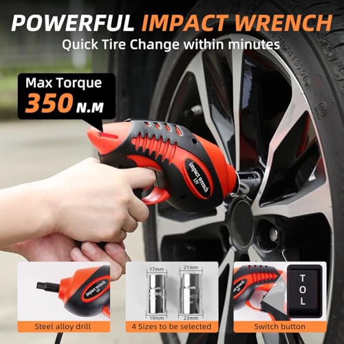 STANDTALL Electric Car Jack Kit 5 Ton 12V Hydraulic Jack Automatic Lift for Car with Impact Wrench and Tire Inflator Pump for SUV Sedan Truck Change Tires Garage Repair Road Emergency - color: Black Jack+Impact Wrench