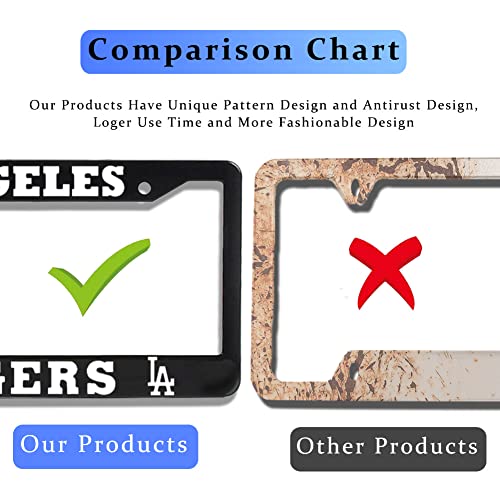 2 Piece License Plate Frames for Dodgers, Anti-Dirty and Rustproof Aluminum Alloy License Plate Frames US Standard License Plate Holder with Screw Caps Set (D-Black) - color: D-Black