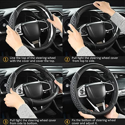 West Llama Customized Auto Car Steering Wheel Cover for Dodge RAM 1500 2500 3500, 15.5-16 inch (Black+Red-Large Size) - color: A-Black+Red, size: Large Size (15 ½''-16'')