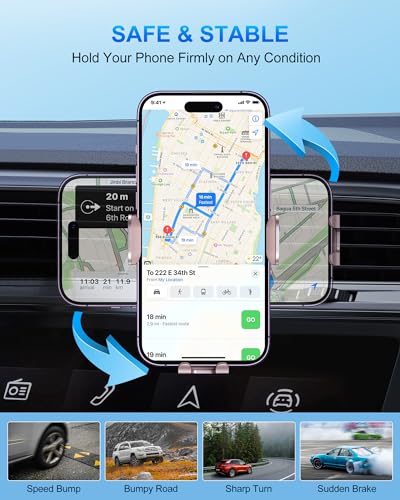 CHGeek Wireless Car Charger, 15W Fast Charging Auto Clamping Car Charger Phone Mount Phone Holder fit for iPhone 15 14 13 12 11 Pro Max Xs, Samsung Galaxy S24 Ultra S23 S22 S21, S20, S10+, Pink - color: Pink