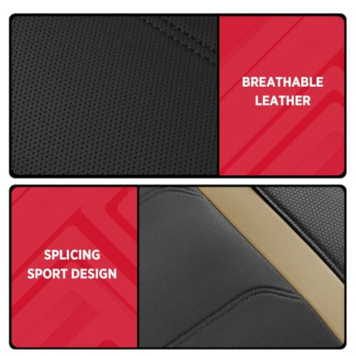 Rubbermaid Leather Car Seat Cover – Universal Front Seat Cover, Airbag Compatible, Easy to Install, Water-Resistant and Durable Automotive Seat Cover for Cars, Trucks, SUVs, Vans – Beige - color: Beige