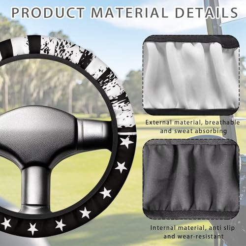 American Flag Steering Wheel Cover Protector Golf Cart Steering Wheel Covers Car Accessories Steering Wheel Cover Anti-Slip Sweatproof Auto Steering Wheel Comfortable, Black - color: American Flag Black