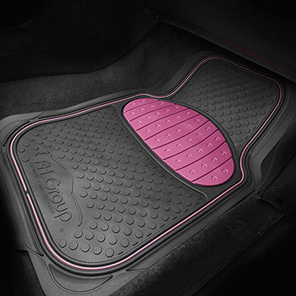Automotive Floor Mats Pink Climaproof for All Weather Protection Universal Fit Heavy Duty Rubber fits Most Cars, SUVs, and Trucks (Full Set Trim to Fit) FH Group F11500PINK - color: pink